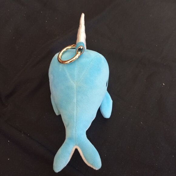 Plush Narwhal Unicorn Whale Portable Charger Power Bank Bag Charm, Sky Blue - Picture 2 of 5